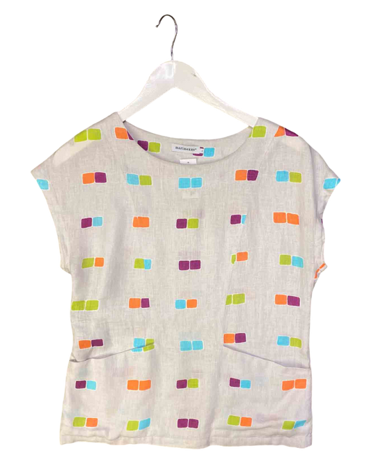 Size XS | Marimekko Grey Linen Smock Top
