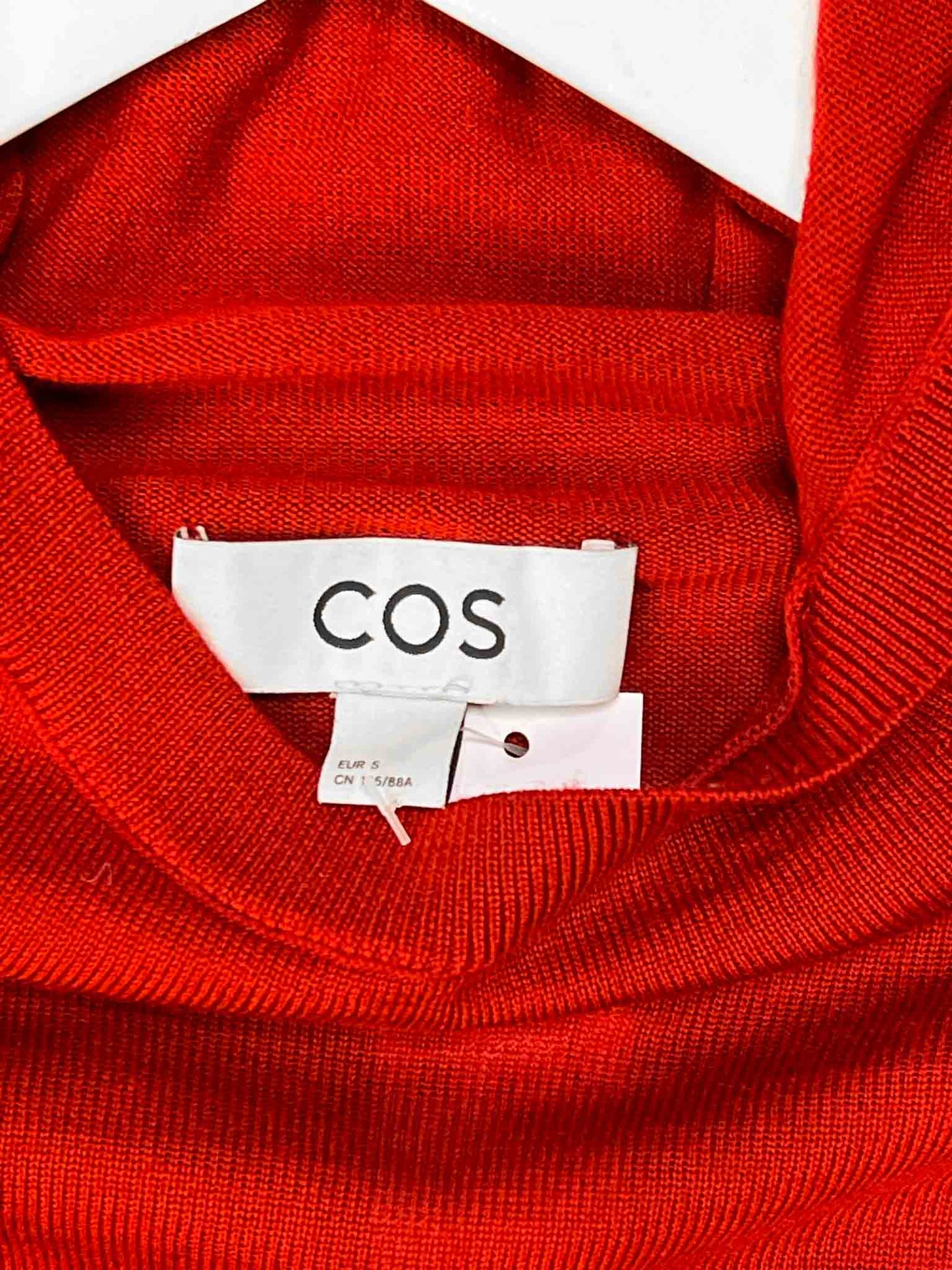 Size S | COS Red Wool Hooded Knit Jumper