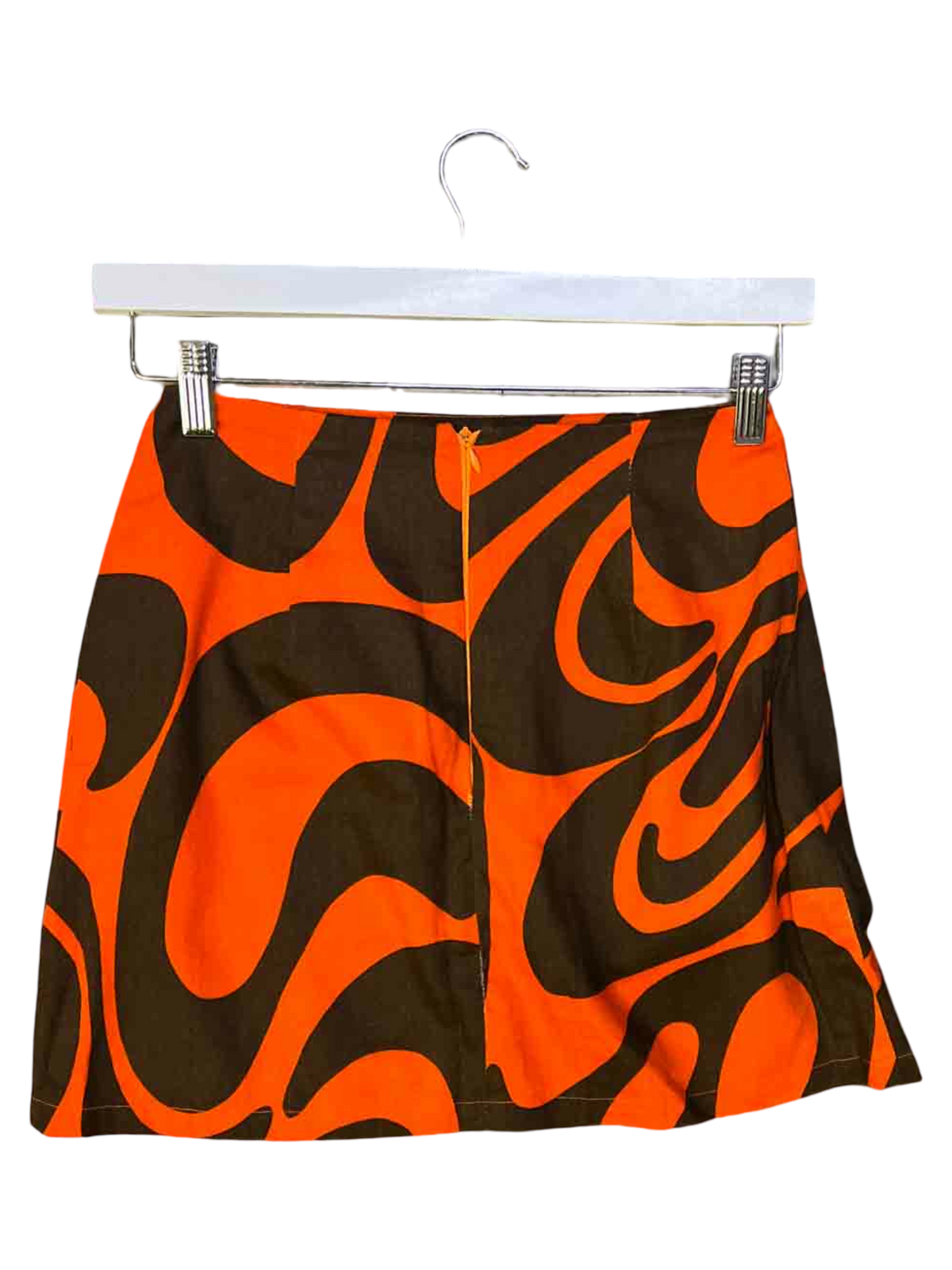Size XS | Par Moi Orange and Brown Swirl Mini Skirt