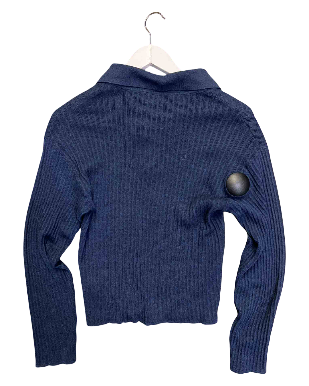 Size S |  Deiji Studios Blue Knit Ribbed Polo Top