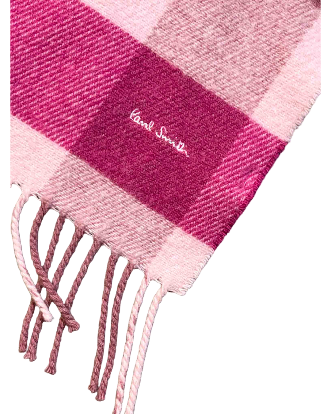 Paul Smith Pink Check Wool Scarf