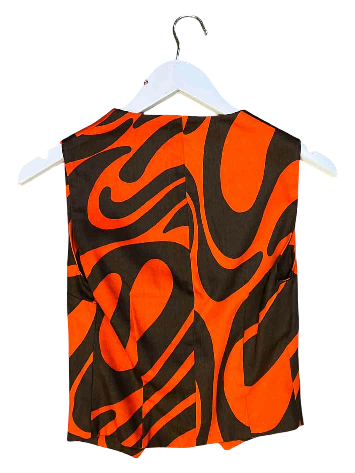 Size XS | Par Moi Orange and Brown Swirl Tailored Vest