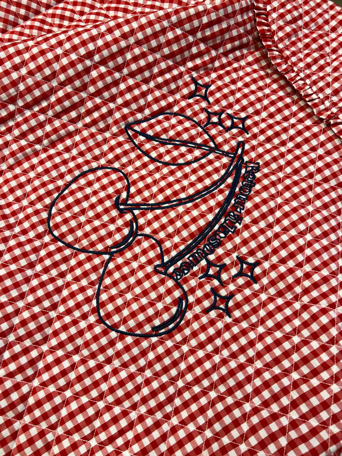 Size 40 (M) | Sofie Schnoor Cotton Svanasw Red Quilted Gingham Jacket