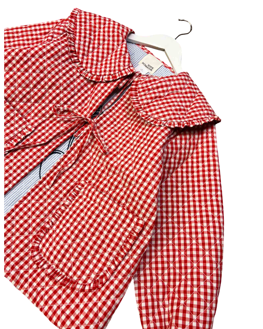 Size 40 (M) | Sofie Schnoor Cotton Svanasw Red Quilted Gingham Jacket