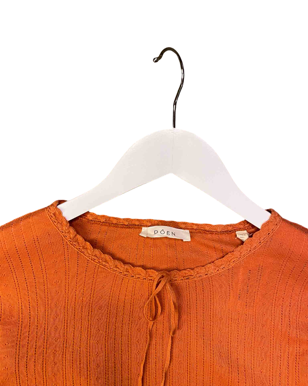 Size S |  Dôen Orange Pointelle Knit Top