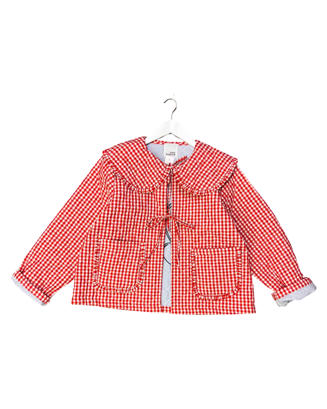 Size 40 (M) | Sofie Schnoor Cotton Svanasw Red Quilted Gingham Jacket