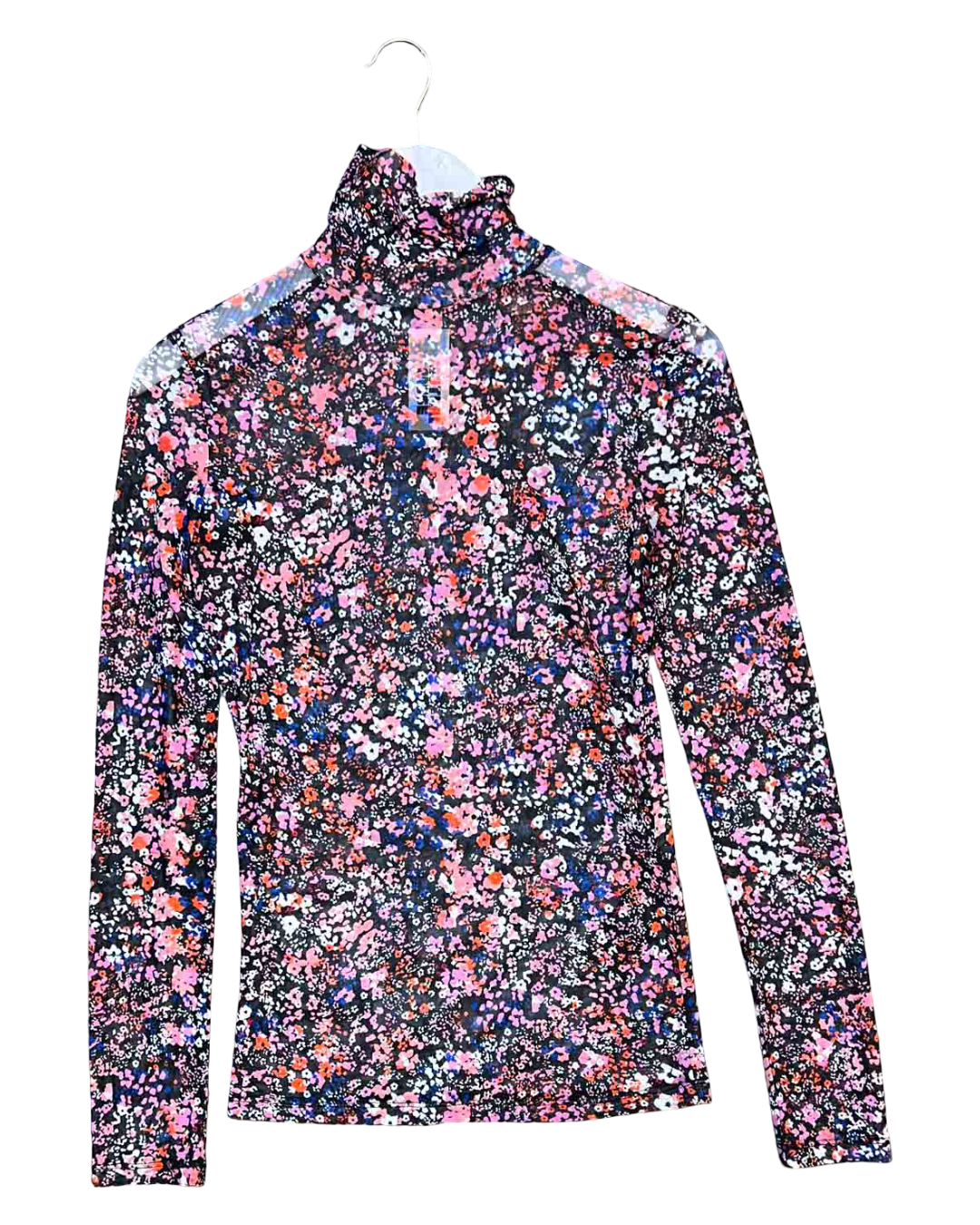 Size 2 (M) | Maje Floral Mesh Long-Sleeve Top