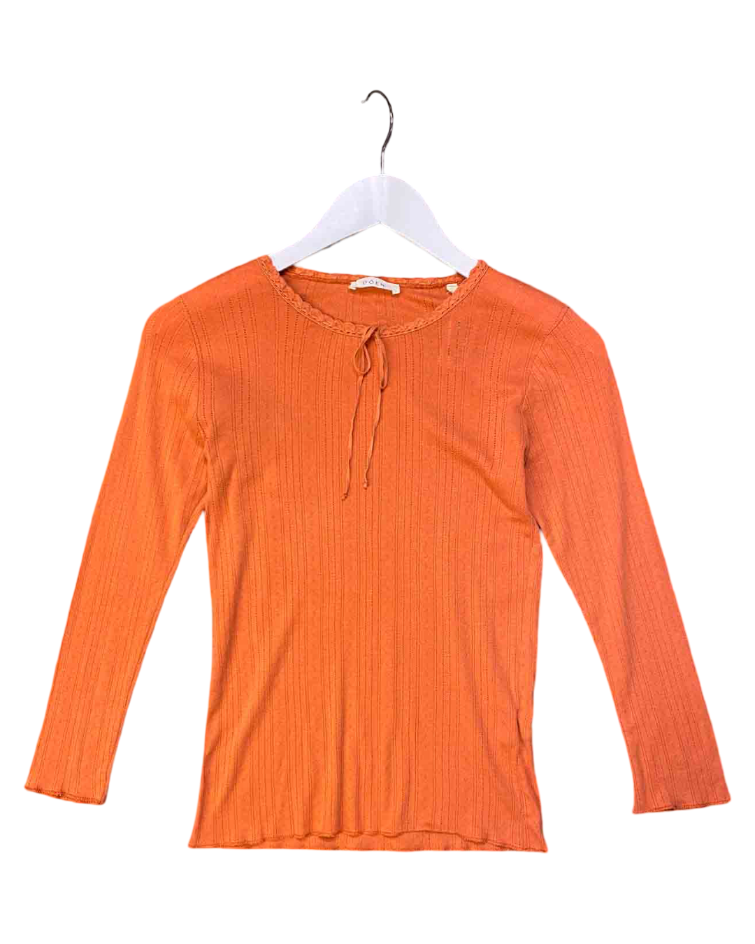 Size S |  Dôen Orange Pointelle Knit Top