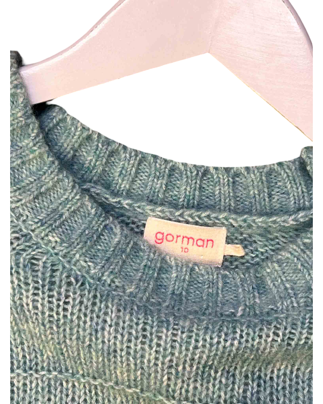 Size 10 (M) | Gorman Wool/Cotton Turquoise Space Knit Jumper