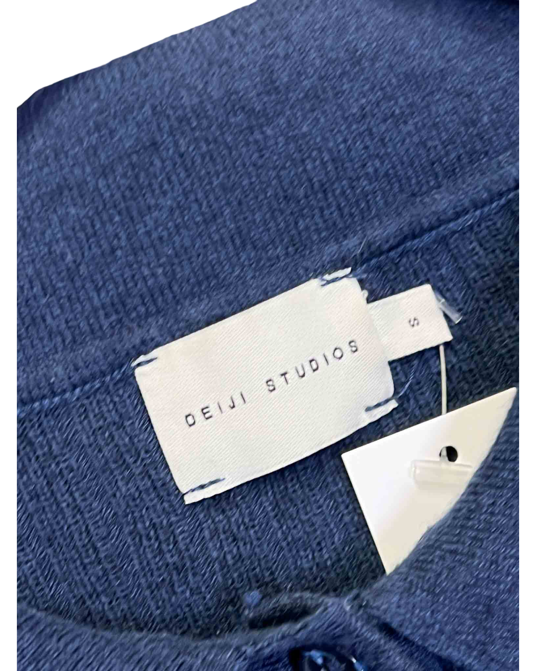 Size S |  Deiji Studios Blue Knit Ribbed Polo Top