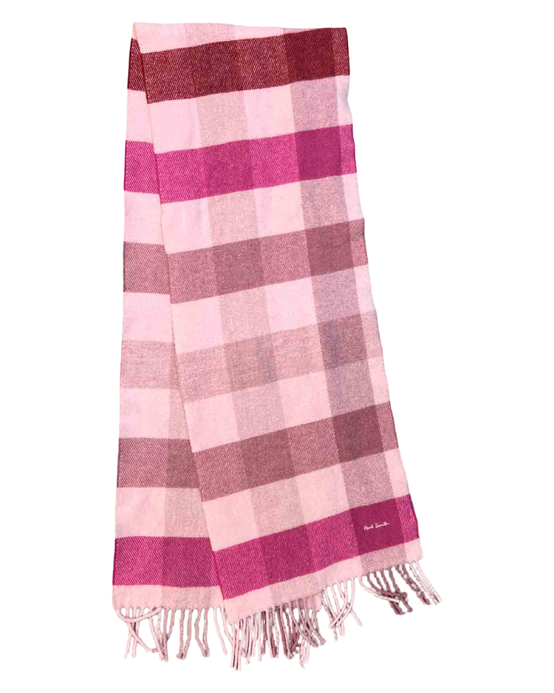 Paul Smith Pink Check Wool Scarf