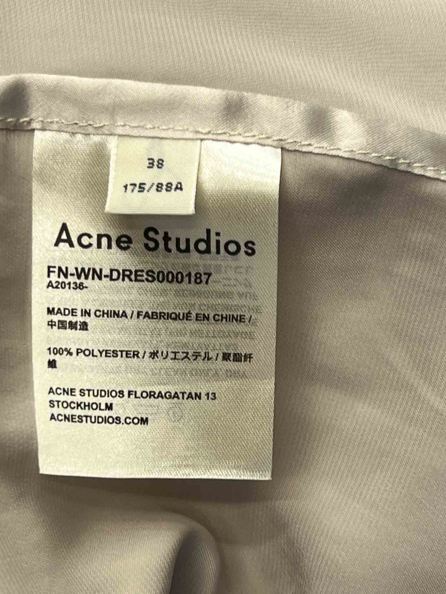 Size 38 (M) | Acne Studios Silky Long-Sleeve Shirt Dress