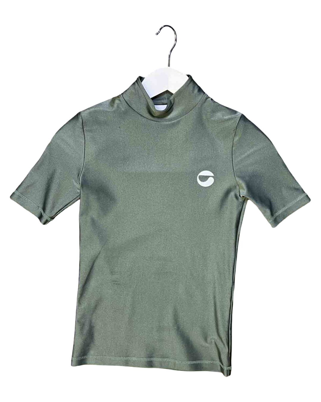 Size XS | Coperni Metallic Sage Fitted Turtle Neck Top