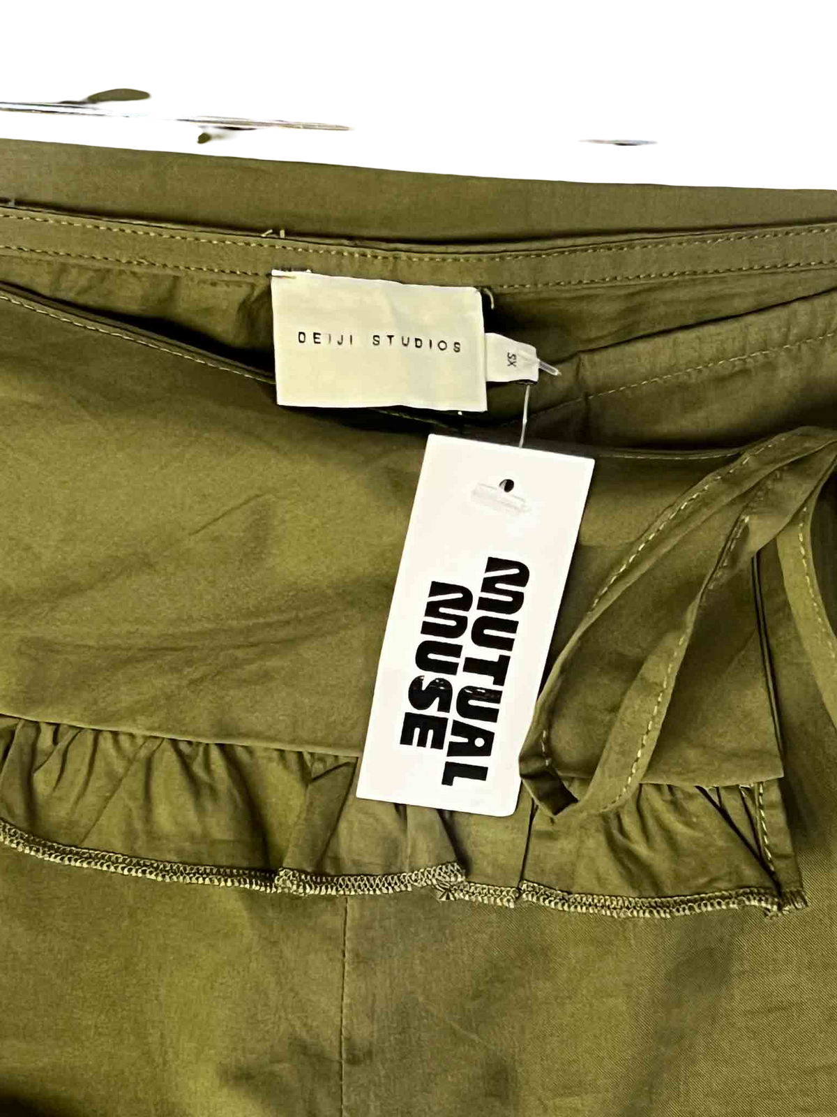 Size XS | Deiji Studios Green Organic Cotton Ruffle Pants