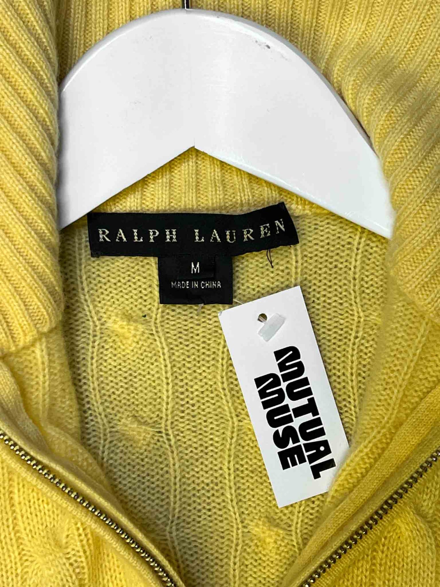 Size M | Ralph Lauren Yellow Cashmere Half-Zip Jumper