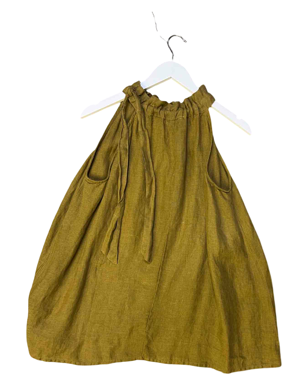 Size M | The Shanty Corporation Dark Olive Linen Halter-Neck Top
