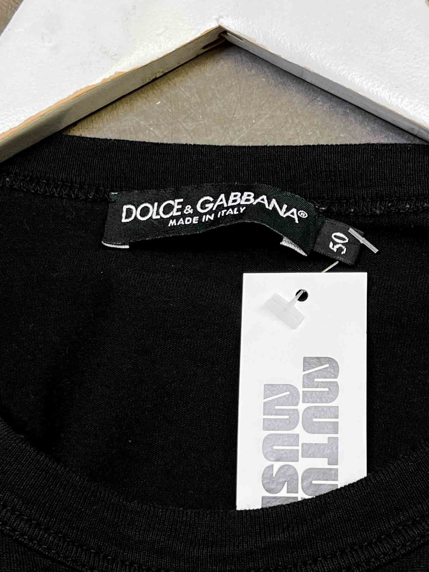 Size 50 (L) | Dolce & Gabbana Black Cotton Crown T-shirt
