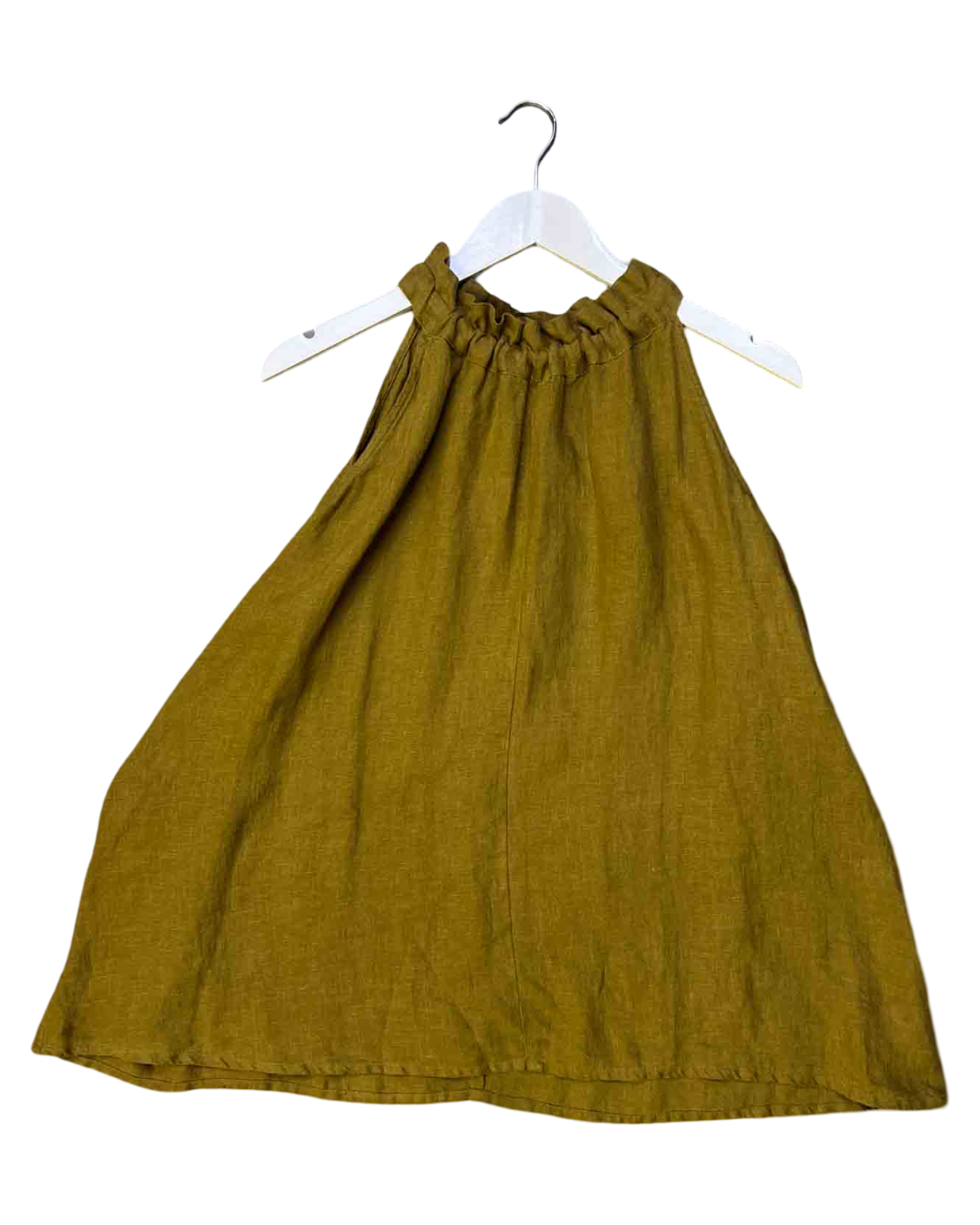 Size M | The Shanty Corporation Dark Olive Linen Halter-Neck Top