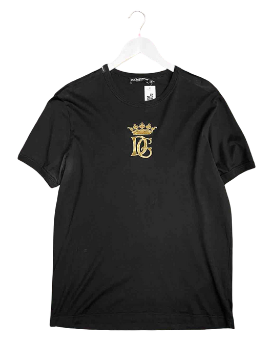 Size 50 (L) | Dolce & Gabbana Black Cotton Crown T-shirt
