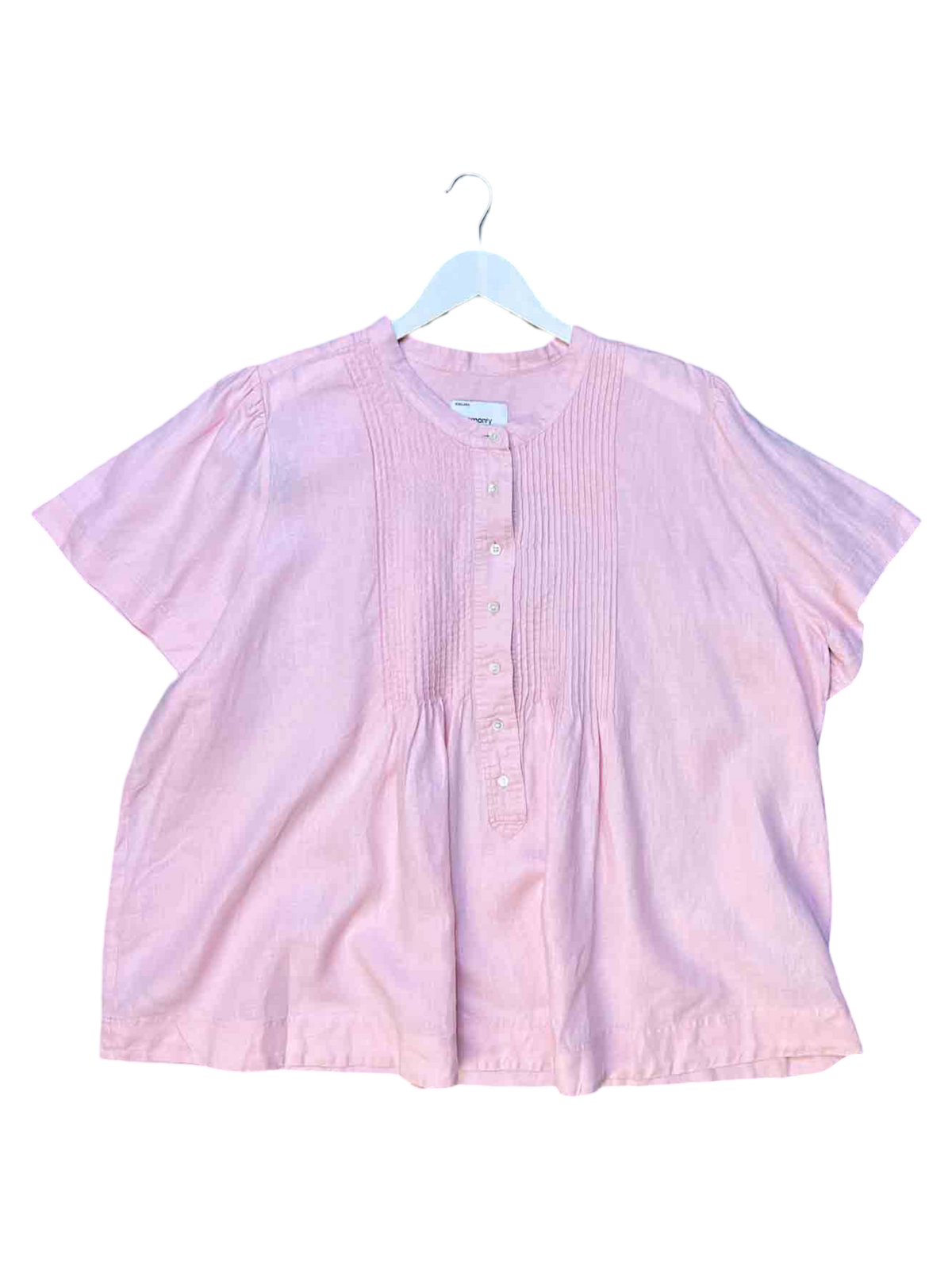 Size 22 (5XL) | Commonry Pink Linen Pintuck Top