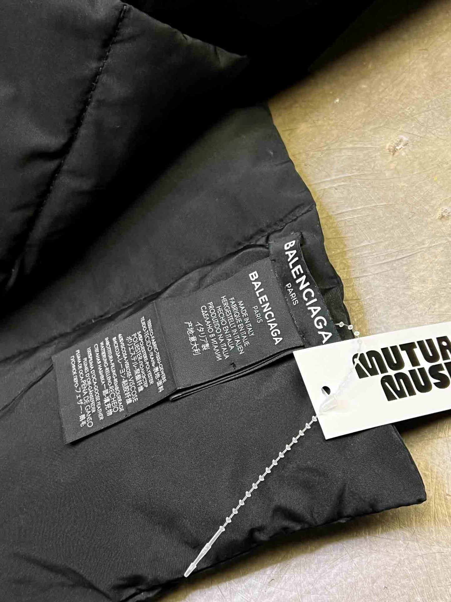 Black Balenciaga Quilted Down Scarf