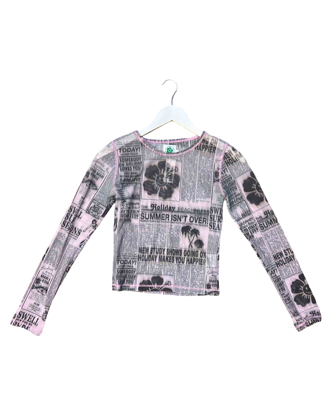 Size S | Emma Mulholland on Holiday Newspaper Mesh Top