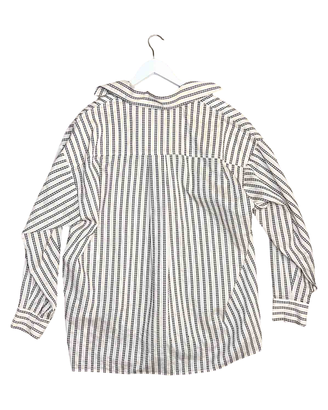 Size 5 (3XL) | DIISH Ellie Cream Oversized Long Sleeve Stripe Shirt