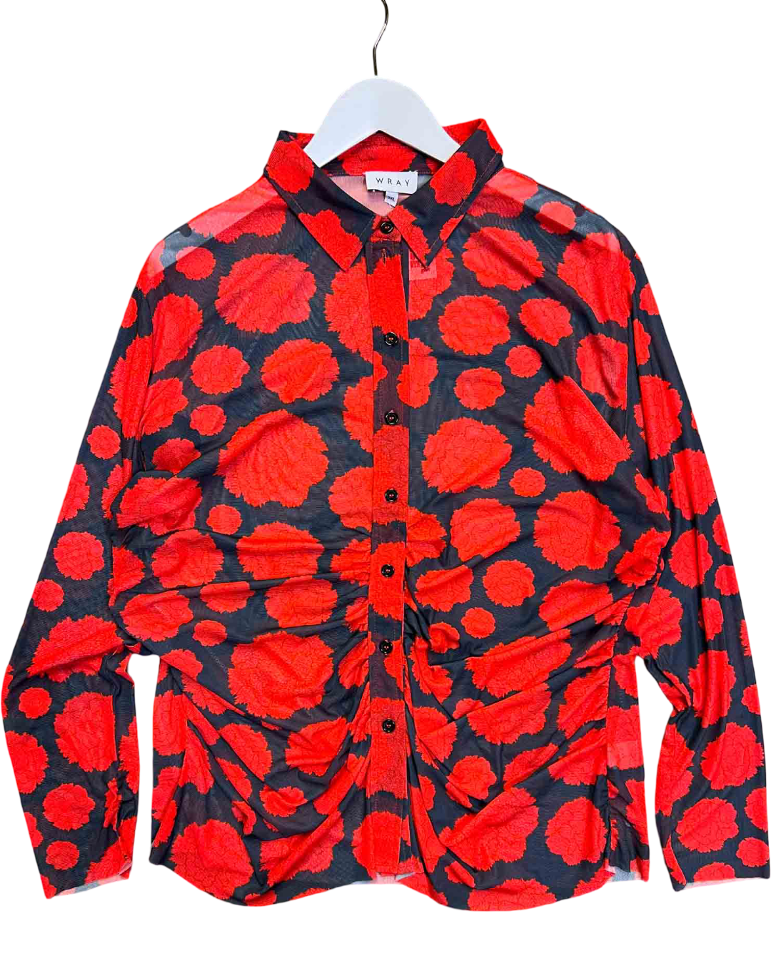 Size 3XL | WRAY Mesh Button Up Gathered Top