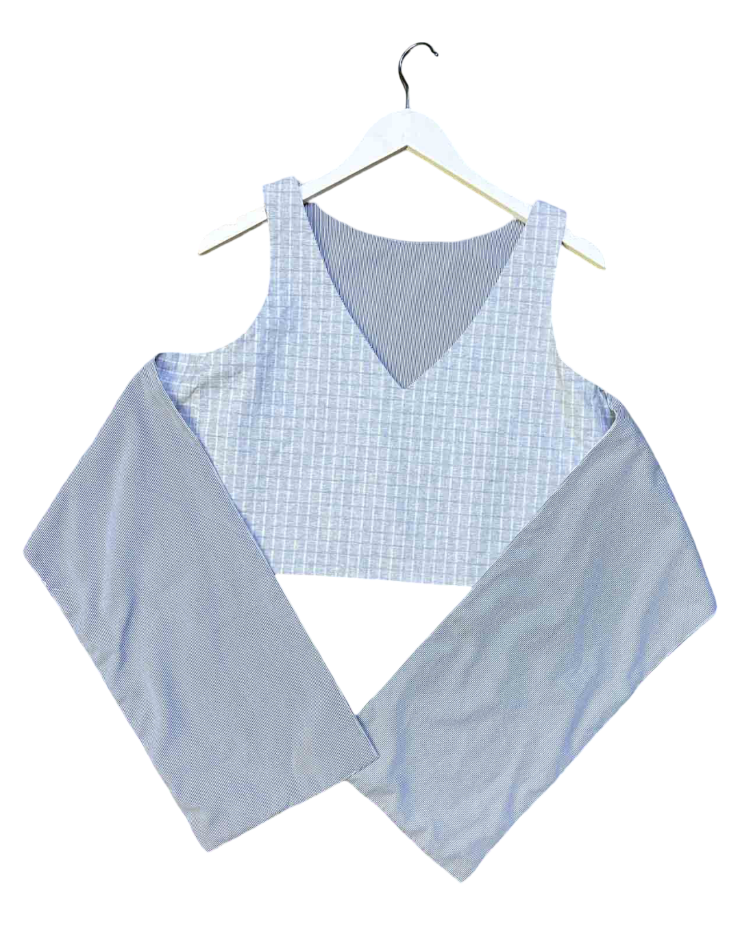 Size XS | Alpha60 Light Blue Cotton Blend Cropped Tie Top