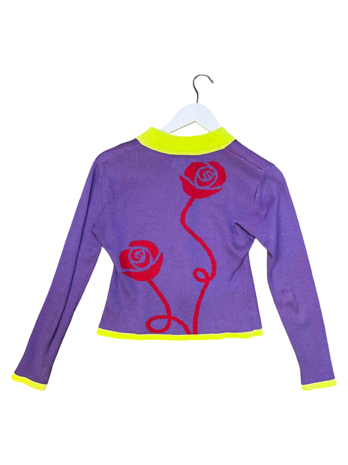 Size 1 (S) | SUKU Purple Cotton Knit Tie-Up Cardigan