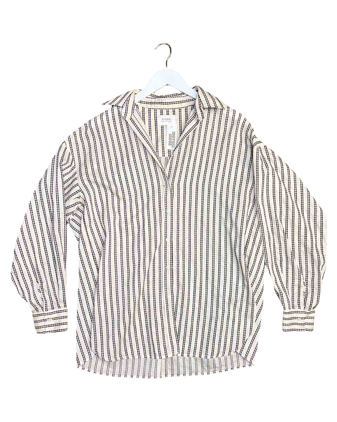 Size 5 (3XL) | DIISH Ellie Cream Oversized Long Sleeve Stripe Shirt