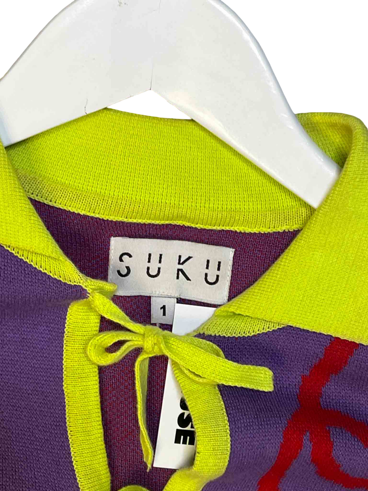 Size 1 (S) | SUKU Purple Cotton Knit Tie-Up Cardigan