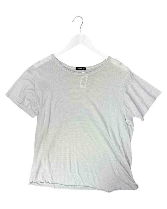 Size S | Bassike Baby Blue Organic Cotton Striped T-shirt
