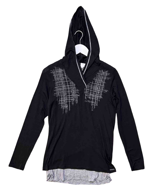 Size L | Cop Copine Black Layered Hooded Top