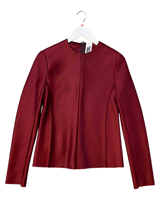 Size S | The Row Burgundy Satin Tailored Top