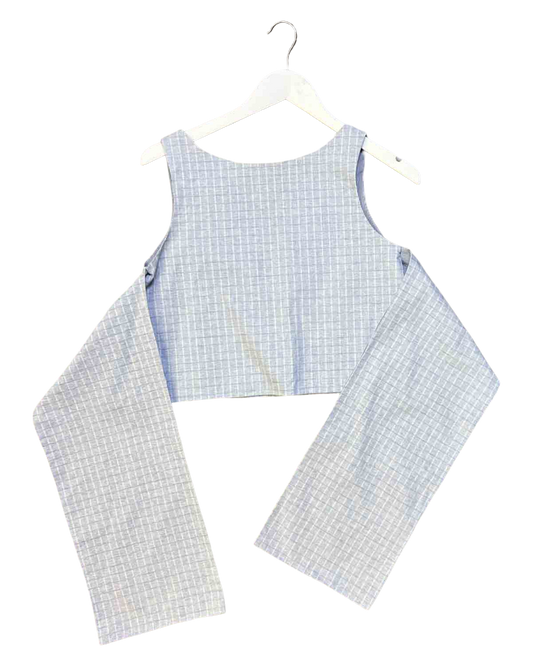 Size XS | Alpha60 Light Blue Cotton Blend Cropped Tie Top