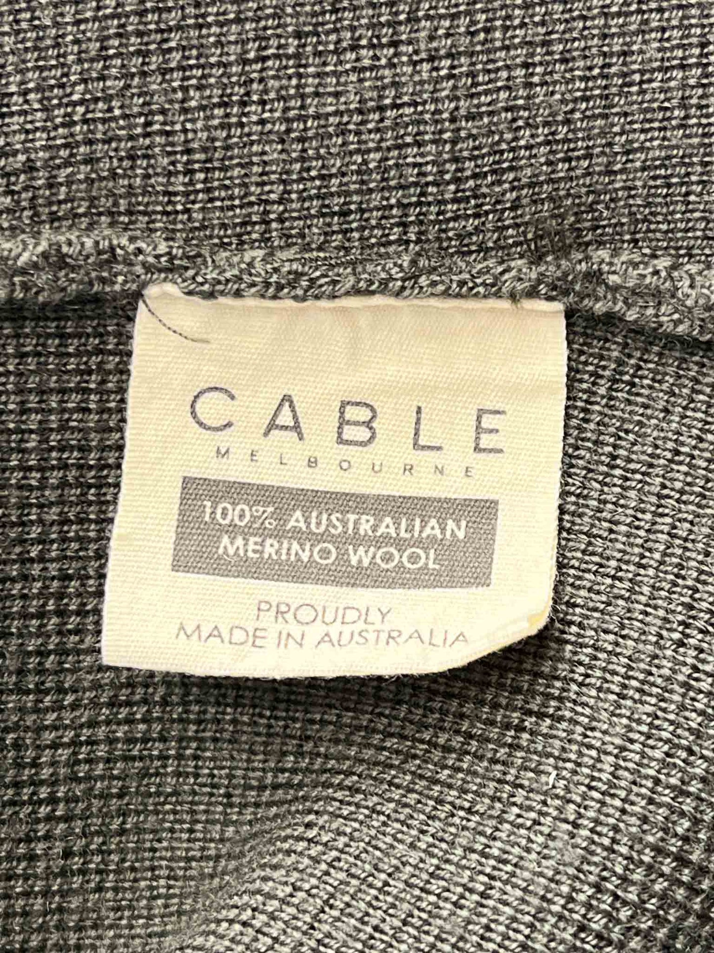 Size M | Cable Olive Merino Wool Asymmetrical Knit Cardigan