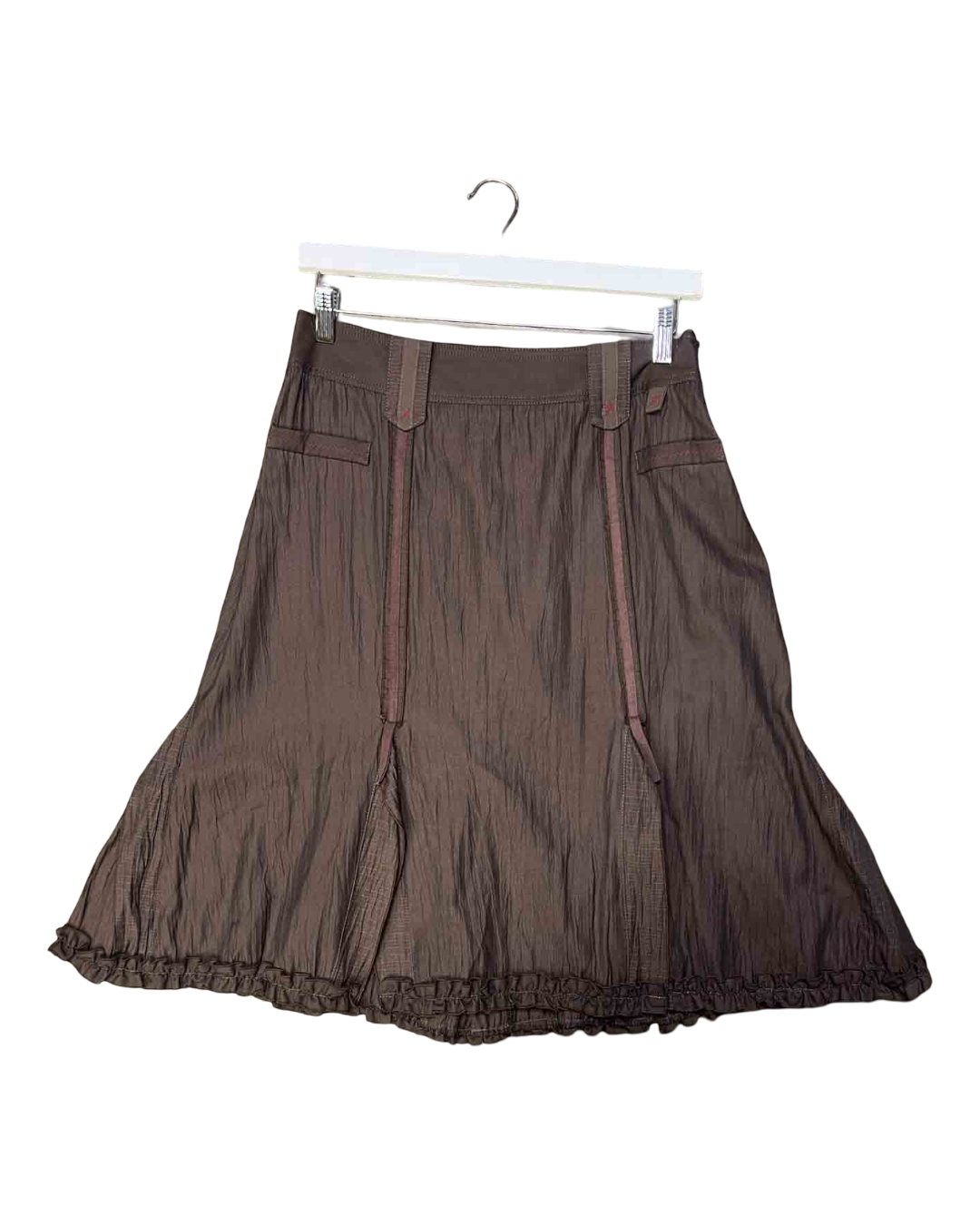 Size M | Patrice Breal Brown Flared Ruffle Skirt