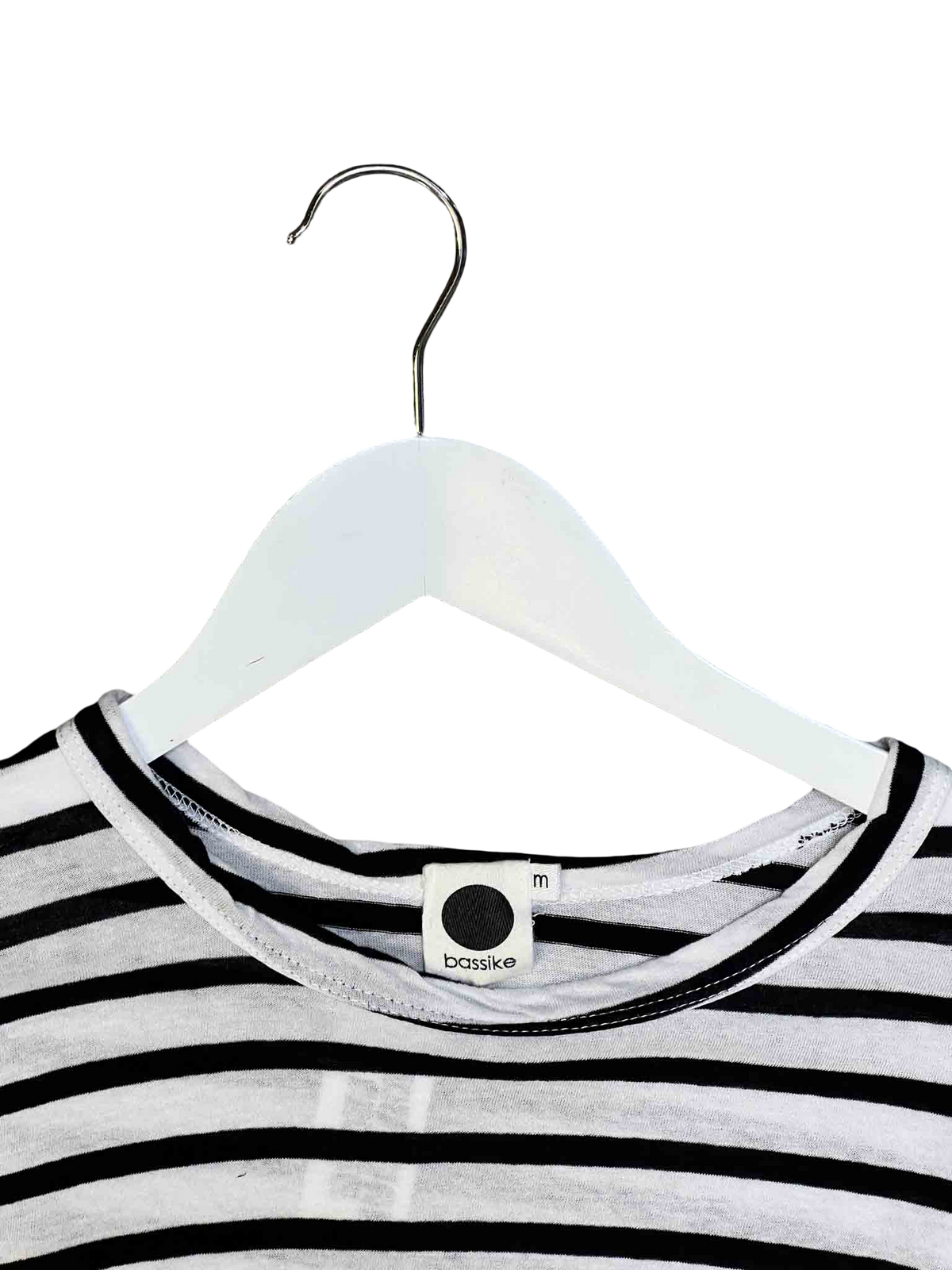 Size M | Bassike Black/White Organic Cotton Long-Sleeve Top