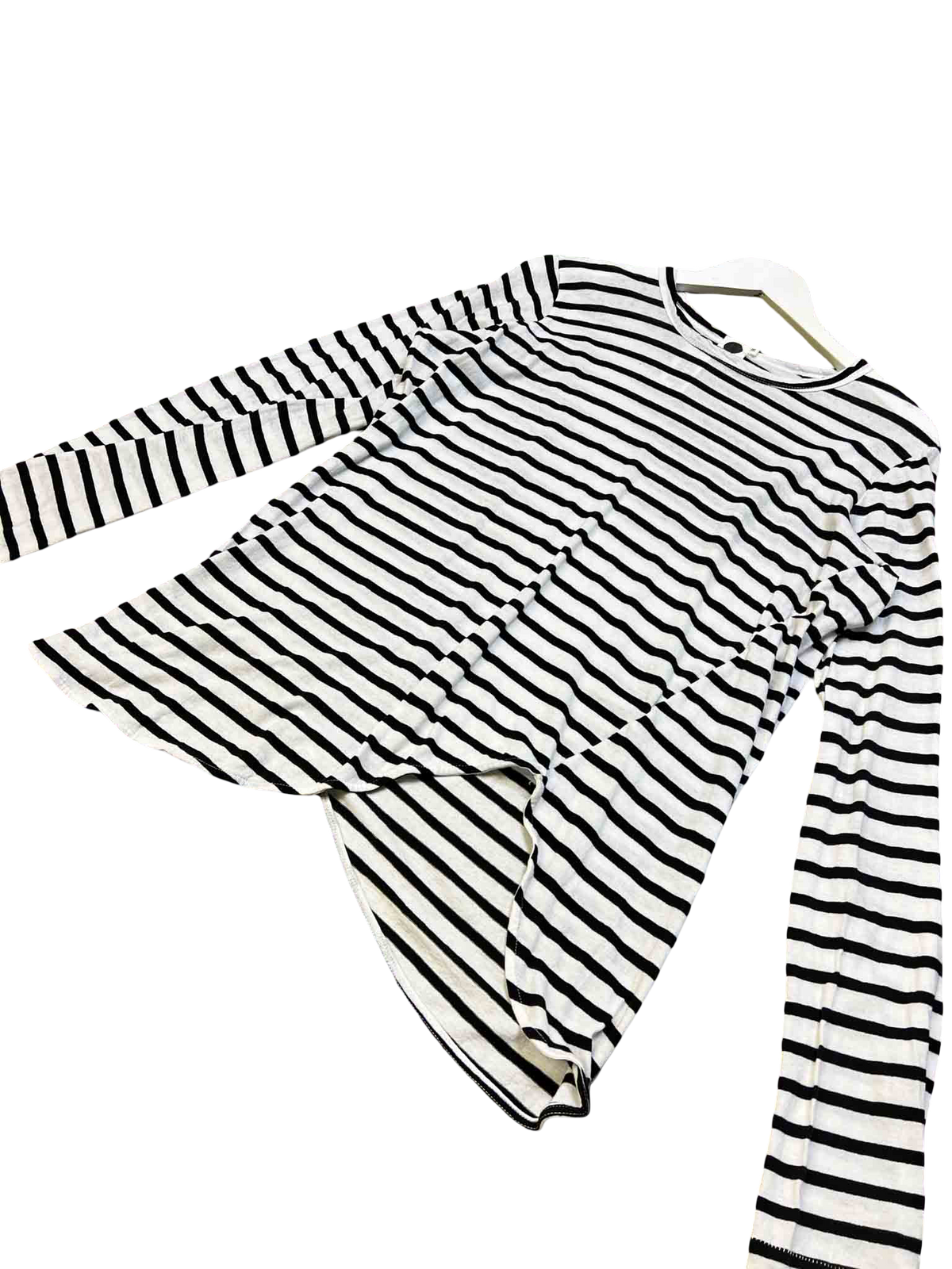 Size M | Bassike Black/White Organic Cotton Long-Sleeve Top
