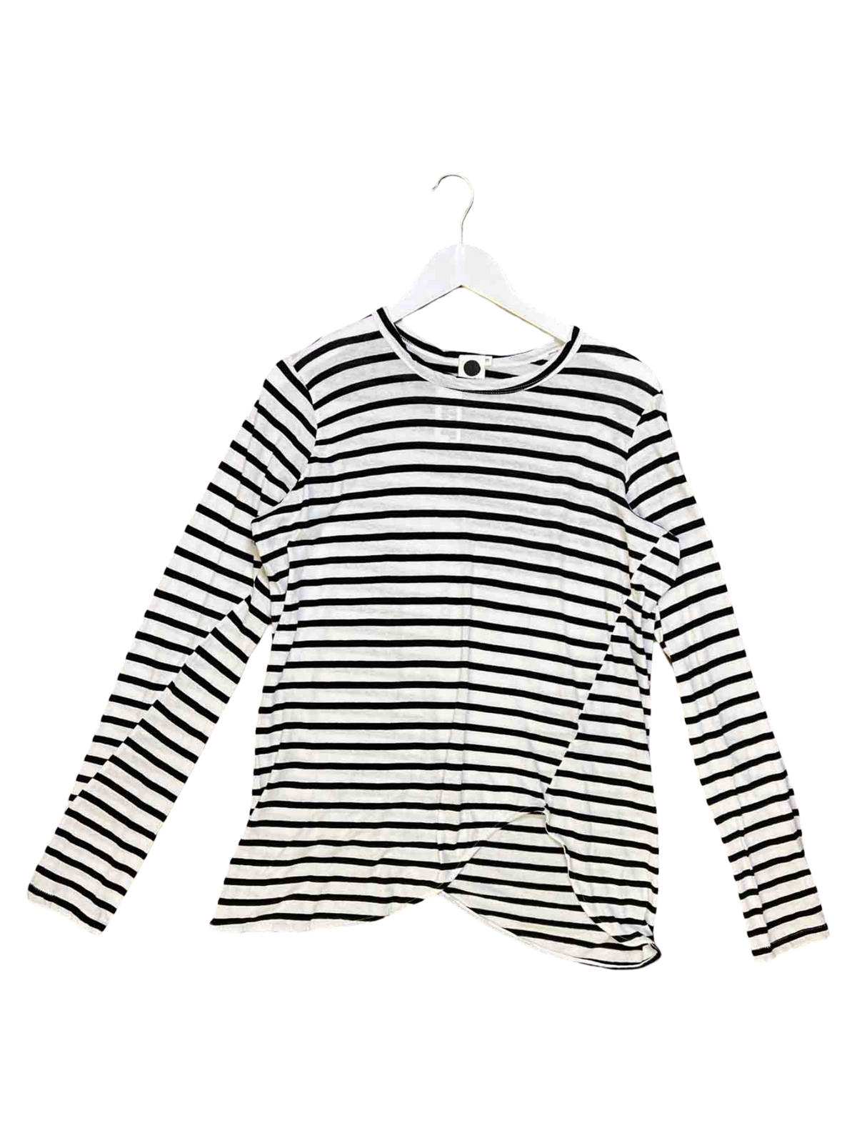 Size M | Bassike Black/White Organic Cotton Long-Sleeve Top