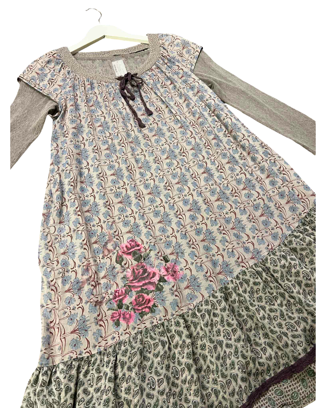 Size L | Cop Copine Grey Floral Layered Baby Doll Dress