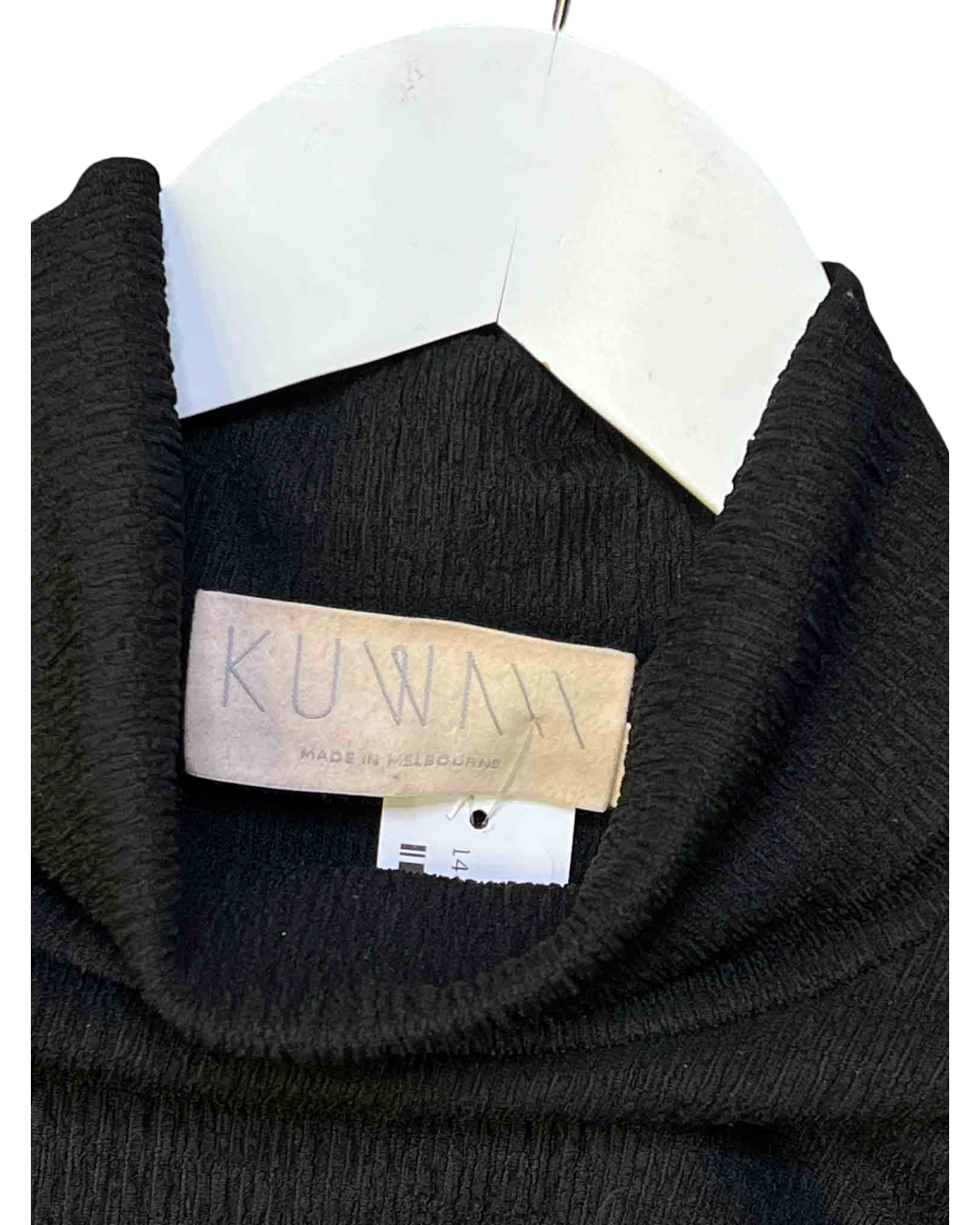 Size 14 (XL) | Kuwaii Black Textured Turtle-Neck Top