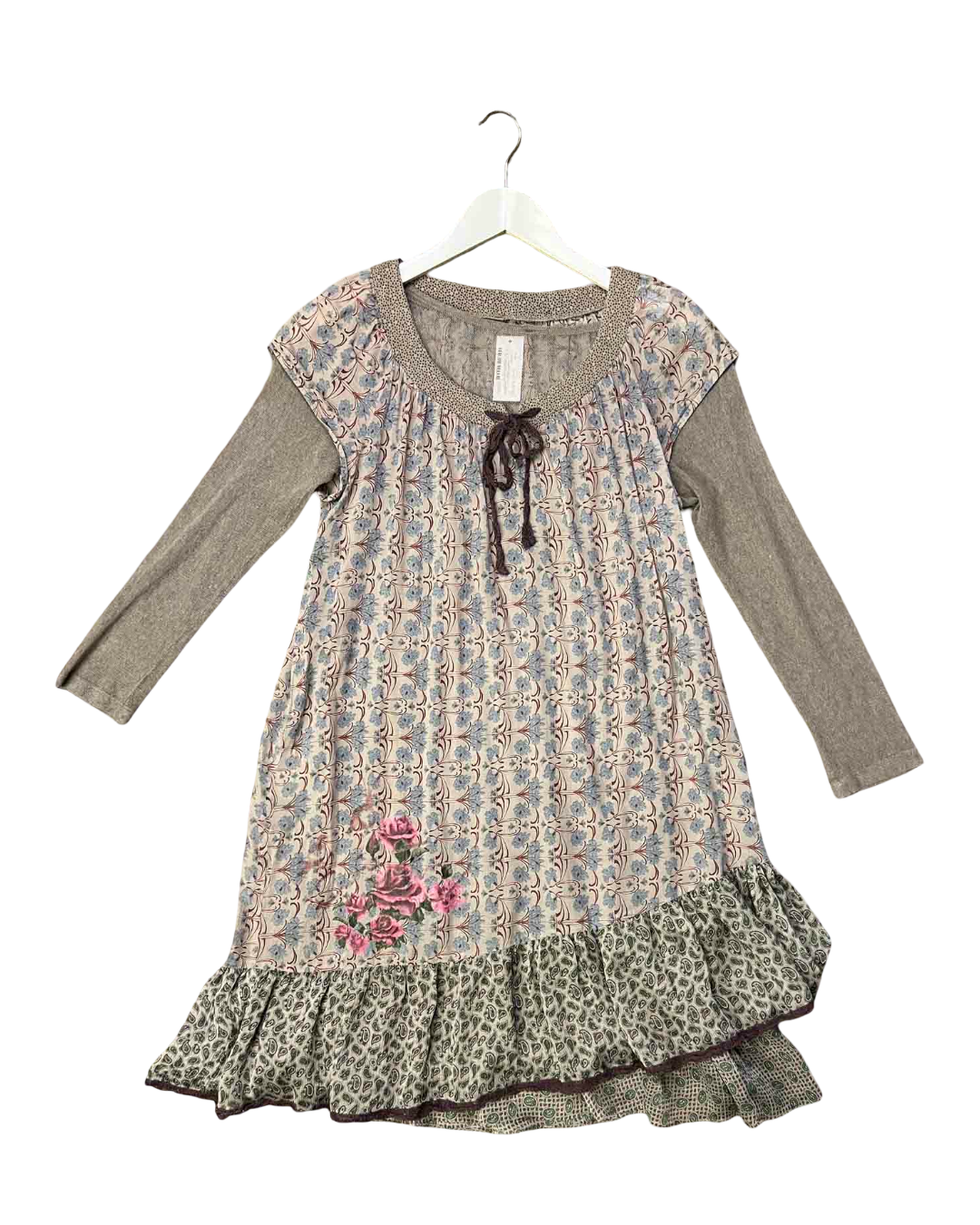 Size L | Cop Copine Grey Floral Layered Baby Doll Dress