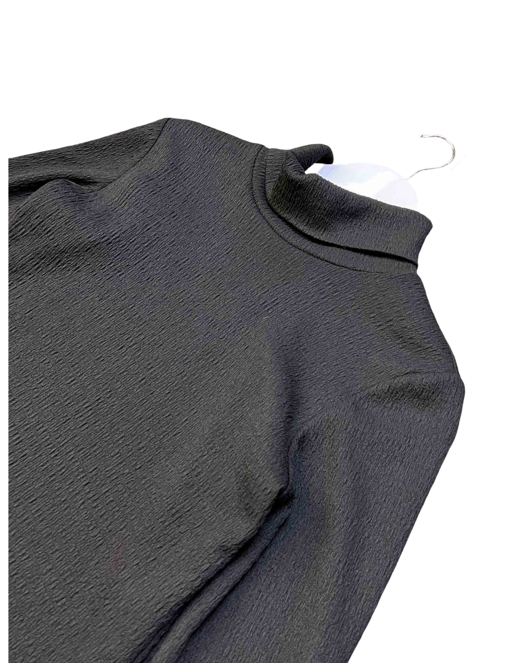 Size 14 (XL) | Kuwaii Black Textured Turtle-Neck Top