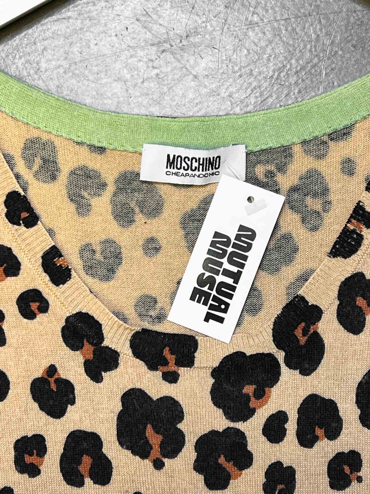 Size S | Moschino Cheap and Chic Leopard Silk/Cashmere Tank Top