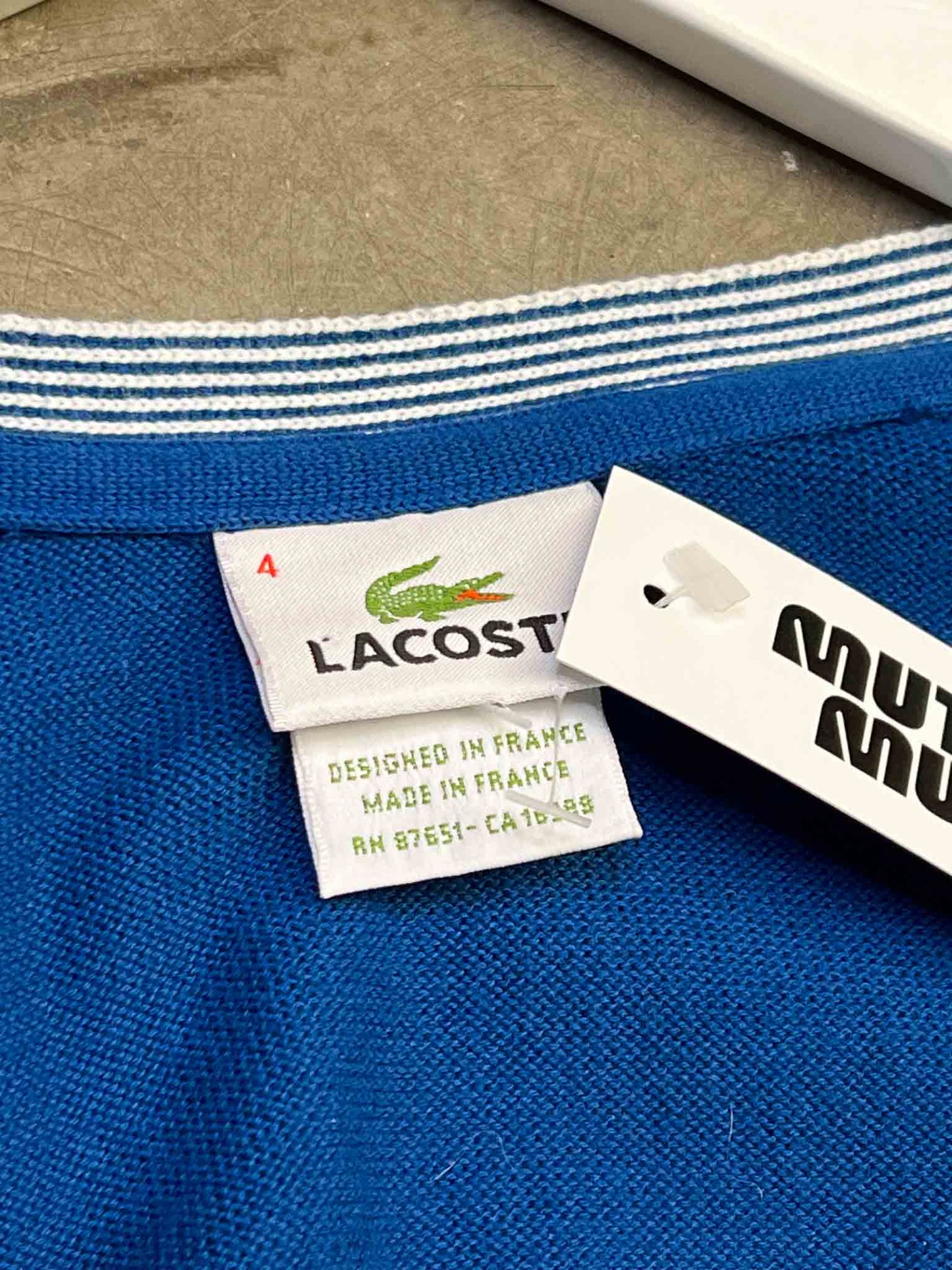 Size 4 (XXL) | Lacoste Blue Cotton Knit Cardigan