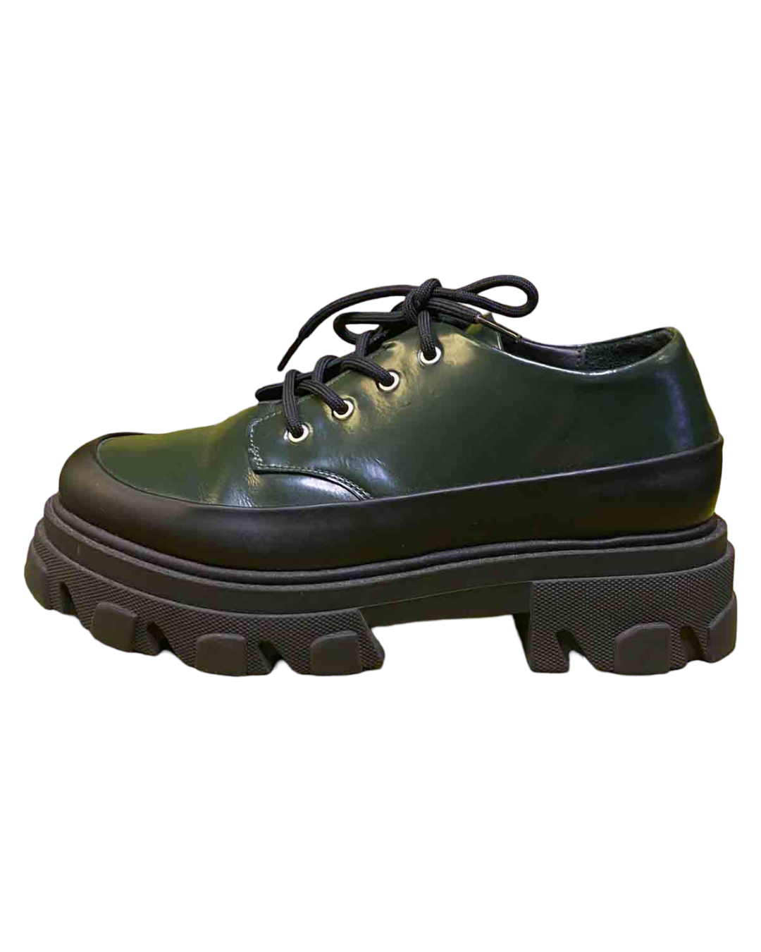 Size 40 | Ganni Green Lug Sole Brushed-Leather Oxford
