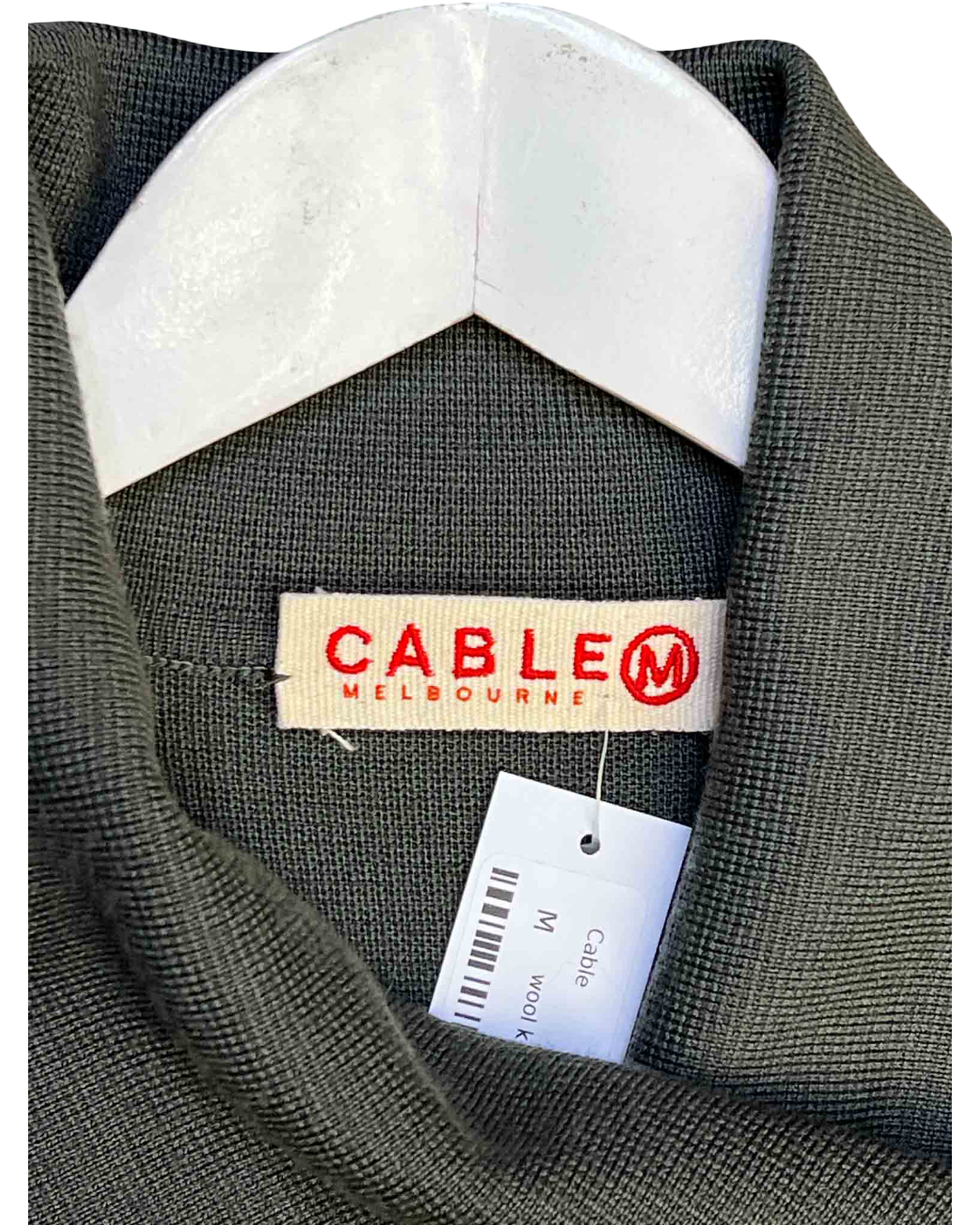 Size M | Cable Olive Merino Wool Asymmetrical Knit Cardigan