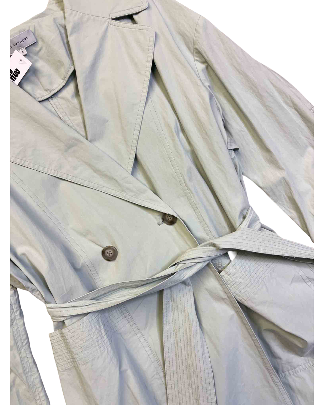 Size S | Lee Mathews Light Mint Cotton Trench Coat